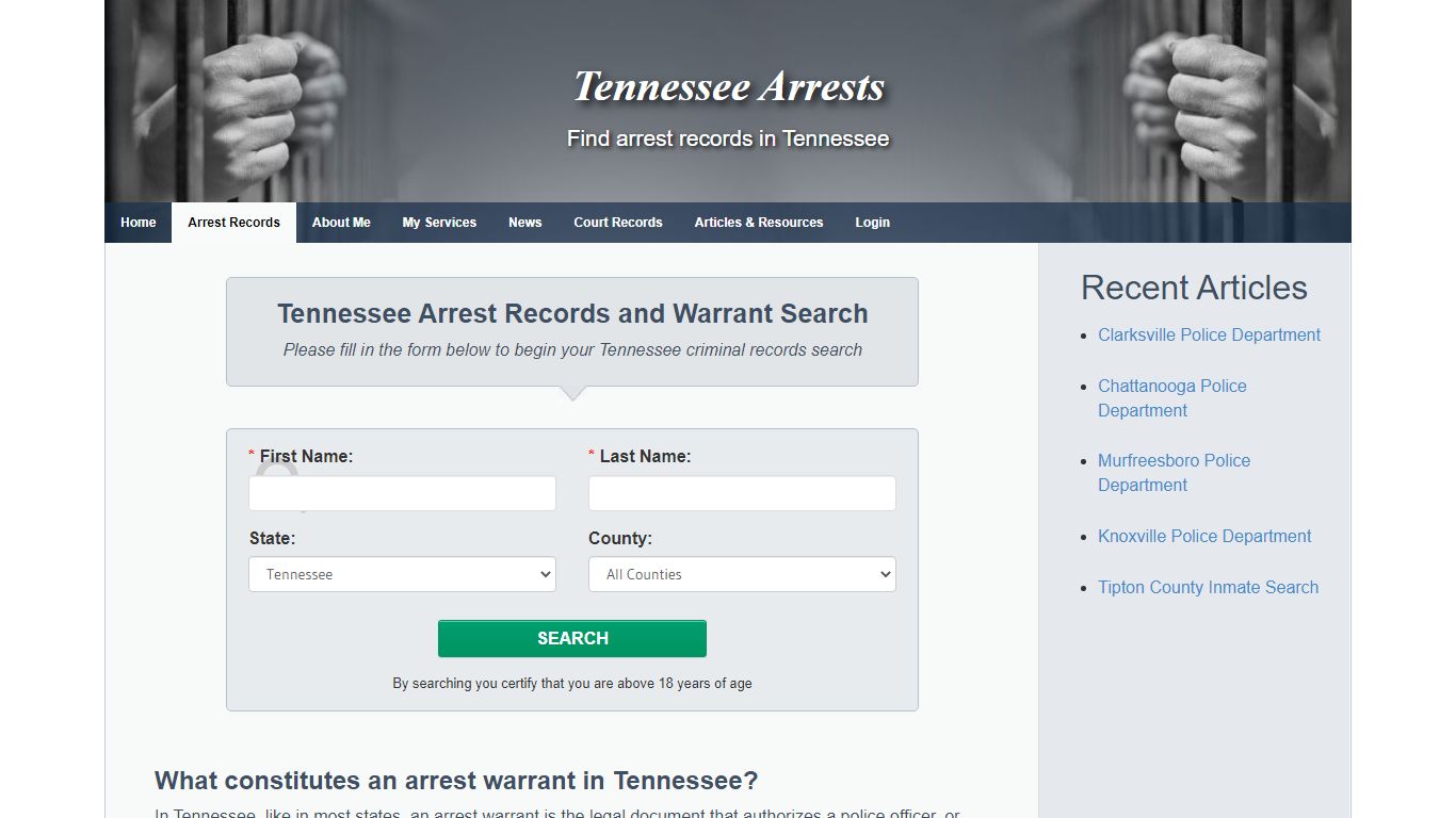 Tennessee Arrest Records and Warrant Search