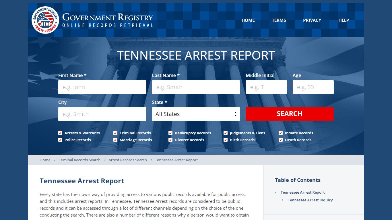 Tennessee Arrest Report | Arrest Records In Tennessee ...
